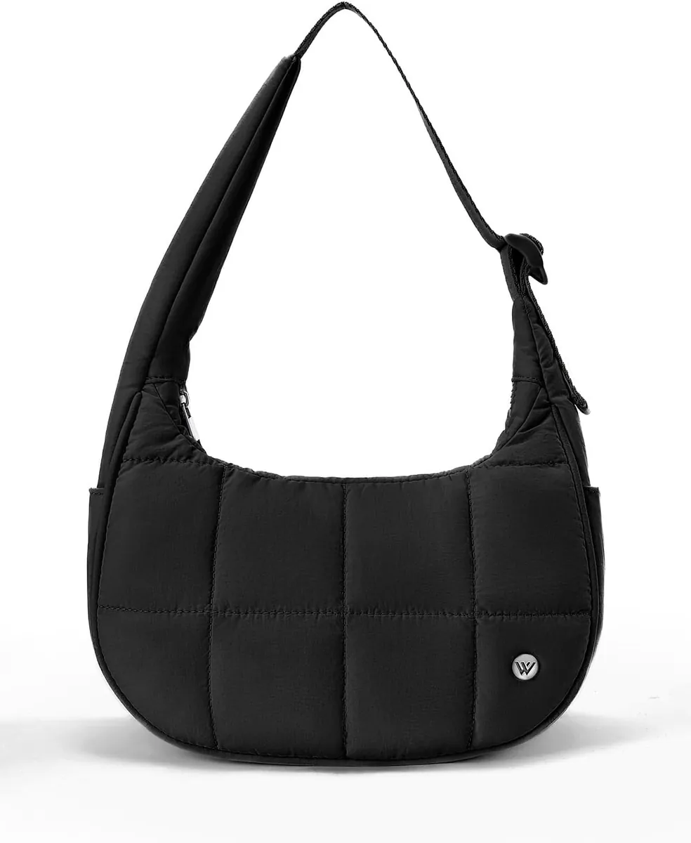 WESTBRONCO Small Puffer Crescent Bag Nylon Shoulder Bag for Women